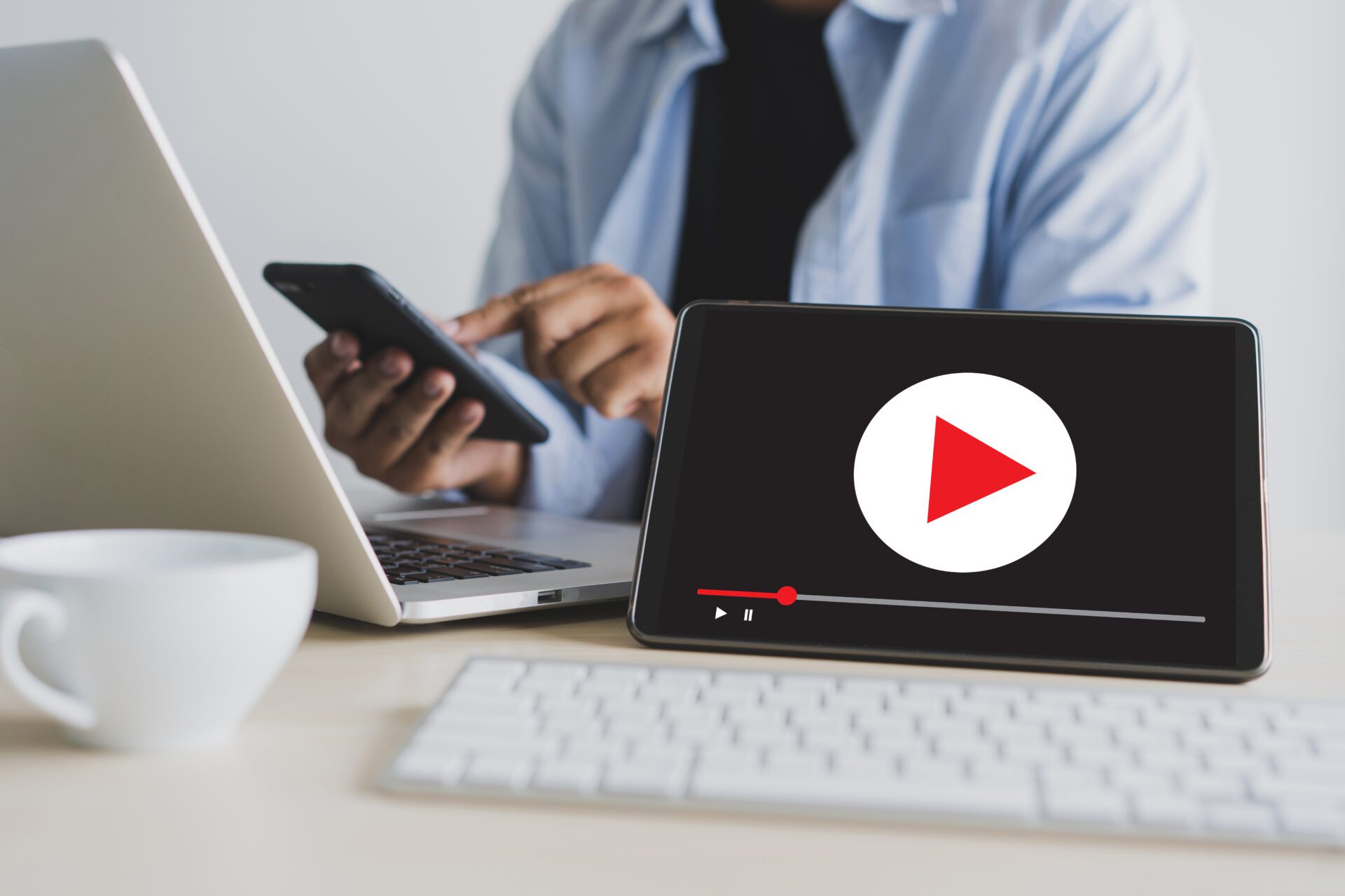 Image of audio and video content on interactive marketing channels showcasing business media, technology, and marketing innovation.